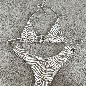 tan Lines Brown Animal Print Bikini Swimsuit